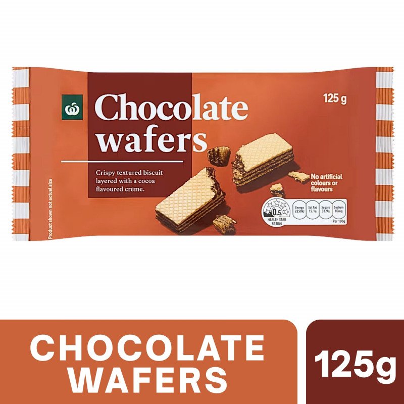 [Expiry: 20/10/2026] Woolworths Chocolate Wafer Biscuits 125g