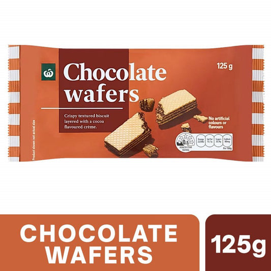 [Expiry: 20/10/2026] Woolworths Chocolate Wafer Biscuits 125g