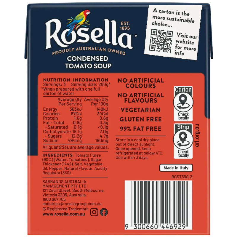 [Expiry Date: 23/01/2028] Rosella Condensed Tomato Soup 390g
