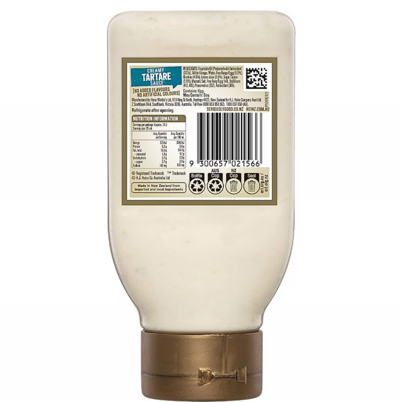 [Expiry:27/02/2027] Heinz Seriously Good Creamy Tartare Sauce 295mL