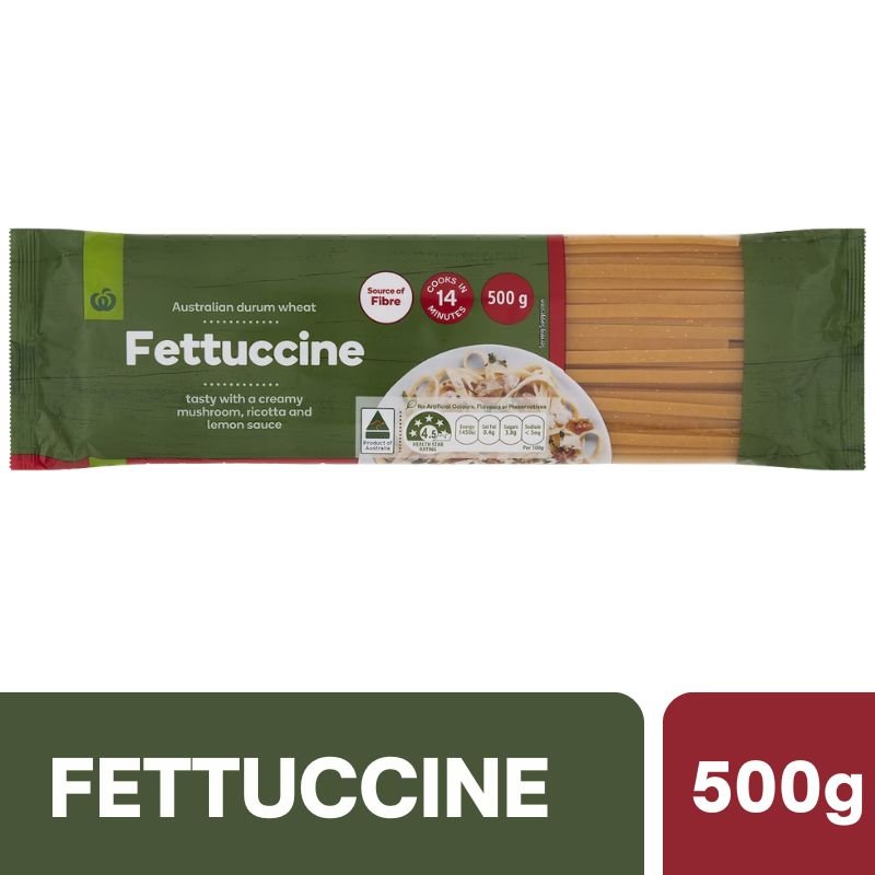 [Expiry Date: 22/06/2027] Woolworths Pasta Fettuccine 500g