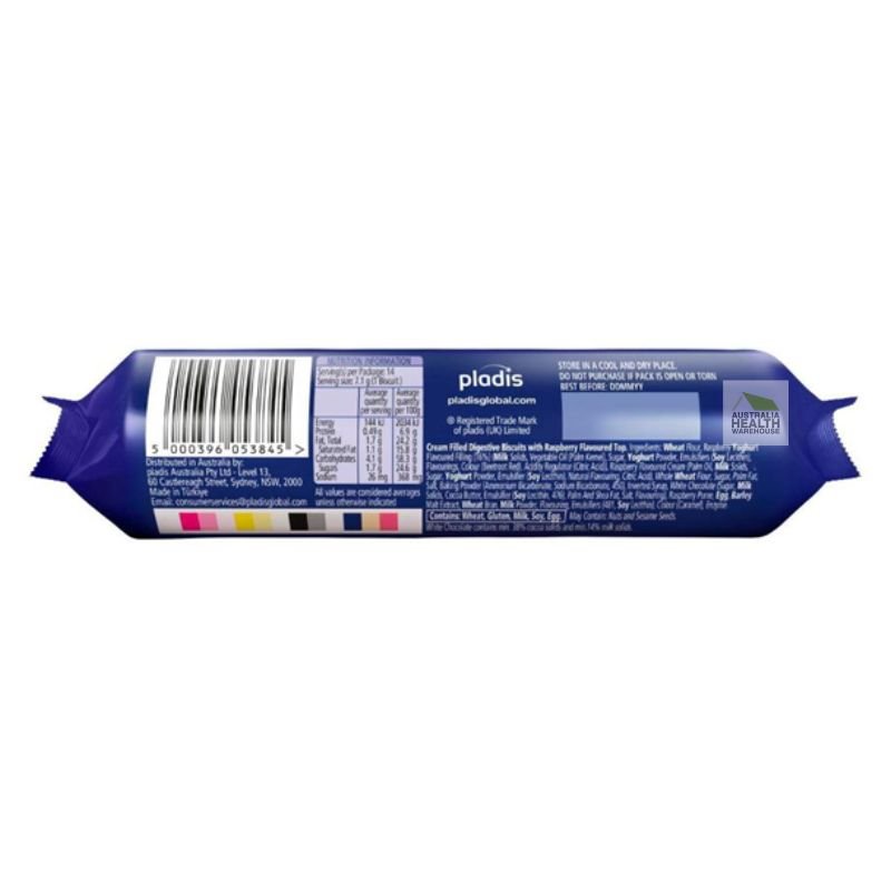 [Expiry Date: 14/12/2026] McVitie's Digestives RasTops Raspberry 100g