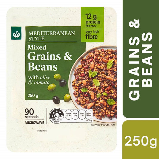 [CLEARANCE EXPIRY: 14/05/2026] Woolworths Mediterranean Style Mixed Grains & Beans 250g