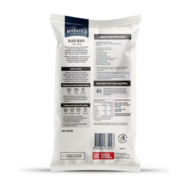[Expiry: 17/05/2028] McKenzie's Black Beans 375g