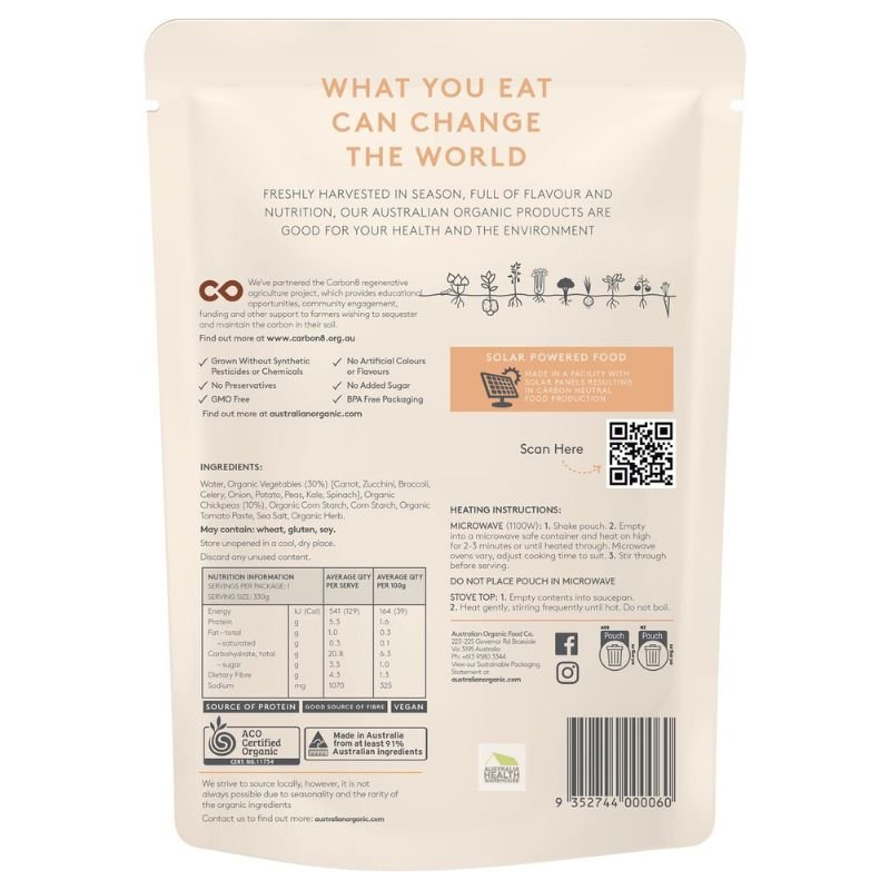 [Expiry: 11/2026] Australian Organic Vegetable & Chickpea Soup