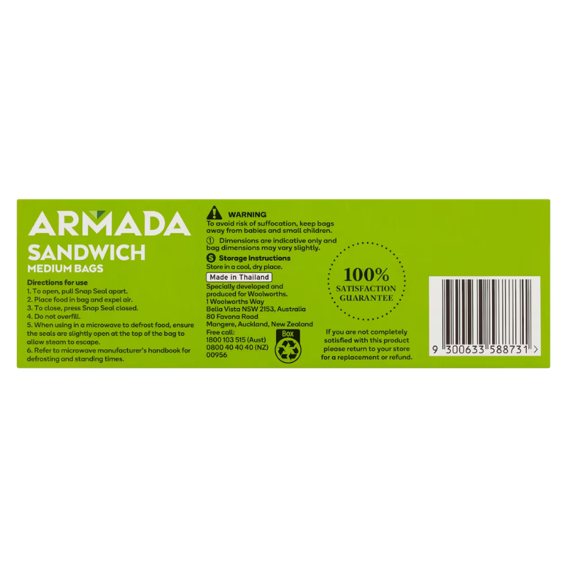 Armada Resealable Medium Sandwich Bags 120 Pack