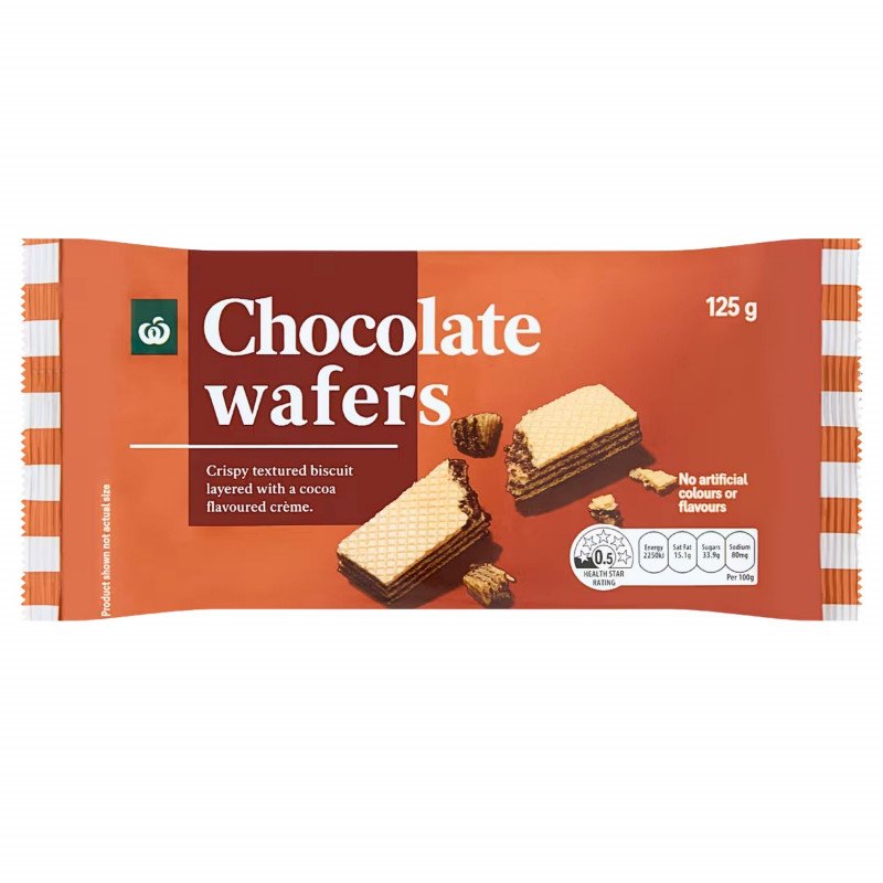 [Expiry: 20/10/2026] Woolworths Chocolate Wafer Biscuits 125g