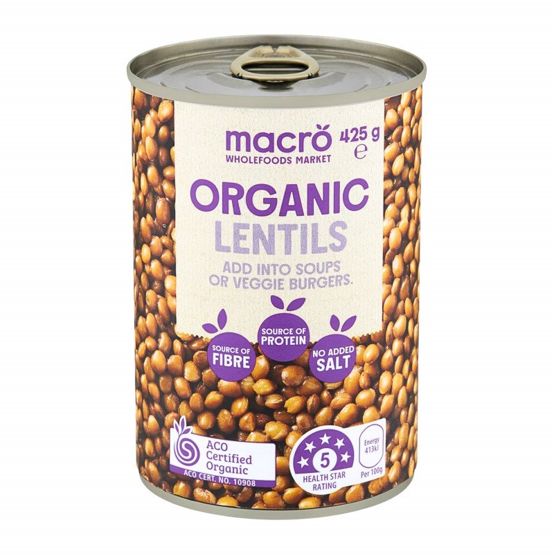 [Expiry: 07/2028] Woolworths Macro Organic Lentils 425g