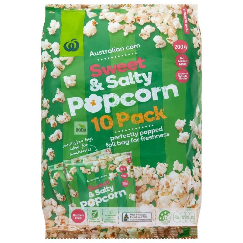 [CLEARANCE Expiry: 01/04/2026] Woolworths Sweet & Salty Popcorn 10 Pack 200g
