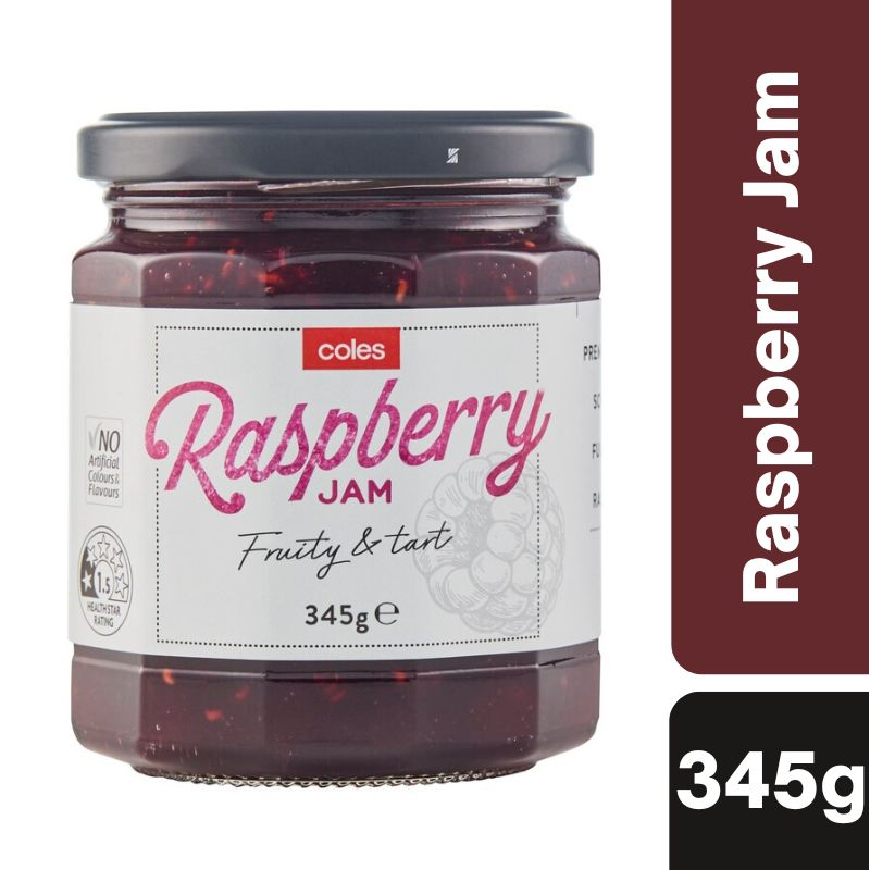 [CLEARANCE Expiry: 25/07/2025] Coles Premium Raspberry Jam 345g