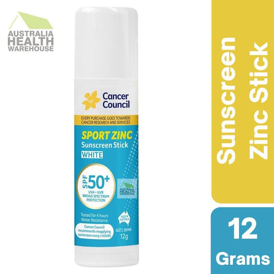 [Expiry: 05/2026] Cancer Council SPF 50+ Sport Zinc Sunscreen Stick White 12g