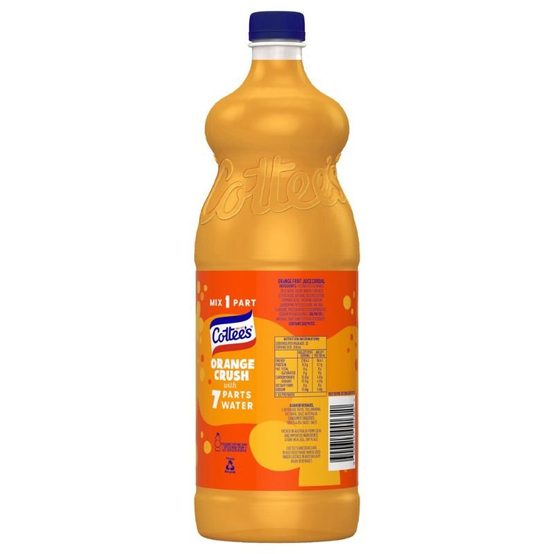 [CLEARANCE Expiry Date: 08/07/2026] Cottee's Orange Crush with 40% Fruit Juice Cordial 1 Litre