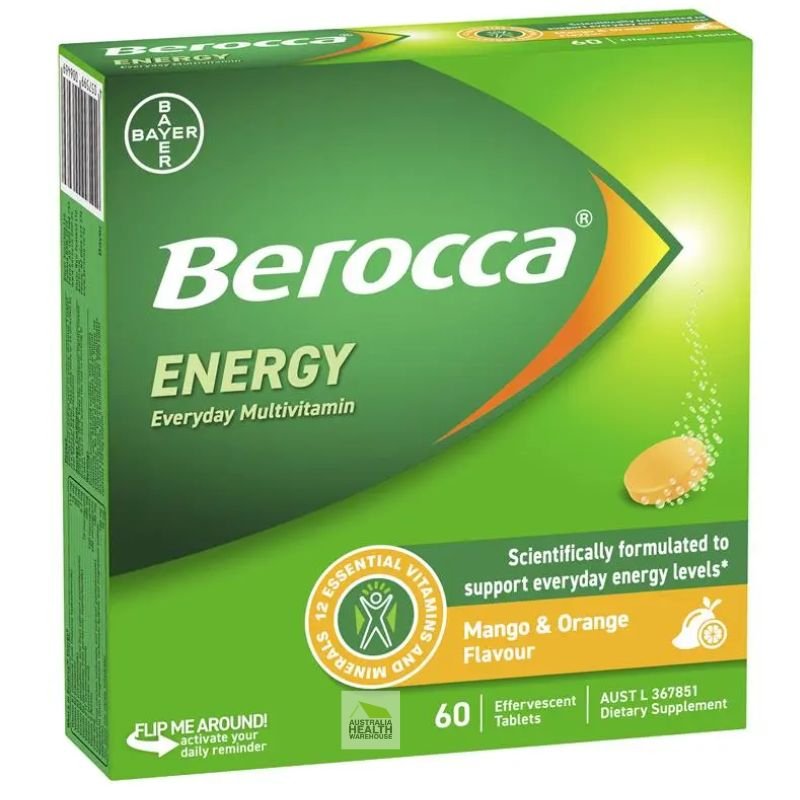 [Expiry: 07/2028] Berocca Energy Mango & Orange 60 Effervescent Tablets