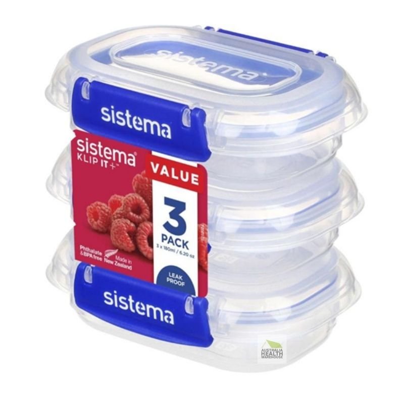 Sistema KLIP IT Plus Rectangle Food Storage Container 180mL x 3 pack