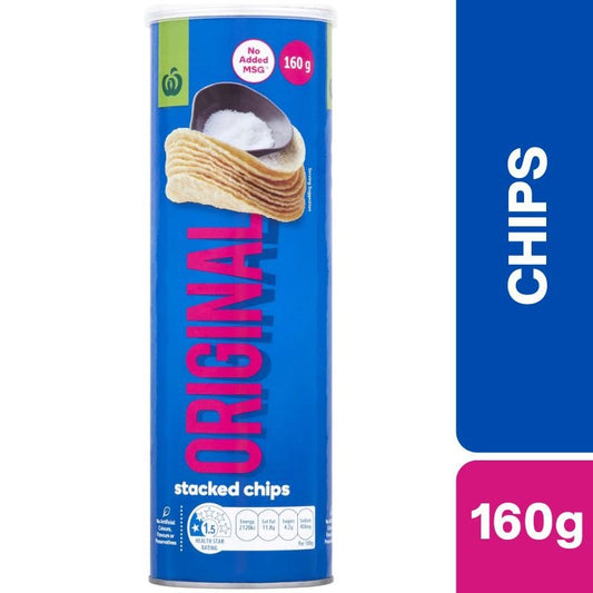 [Expiry Date: 01/02/2027] Woolworths Original Flavour Stacked Potato Chips 160g