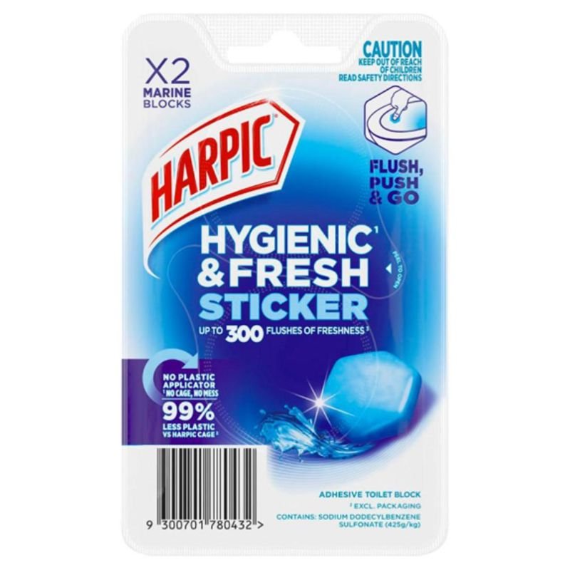 Harpic Hygienic & Fresh Sticker Toilet Block Marine 2 Pack