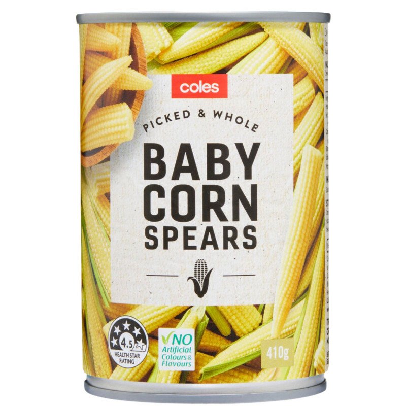 [Expiry Date: 06/10/2028] Coles Baby Corn Spears 410g
