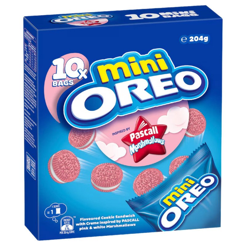 [Expiry Date: 10/03/2027] Oreo Mini Cookies Pascall Marshmallows Bags 10 Pack 204g