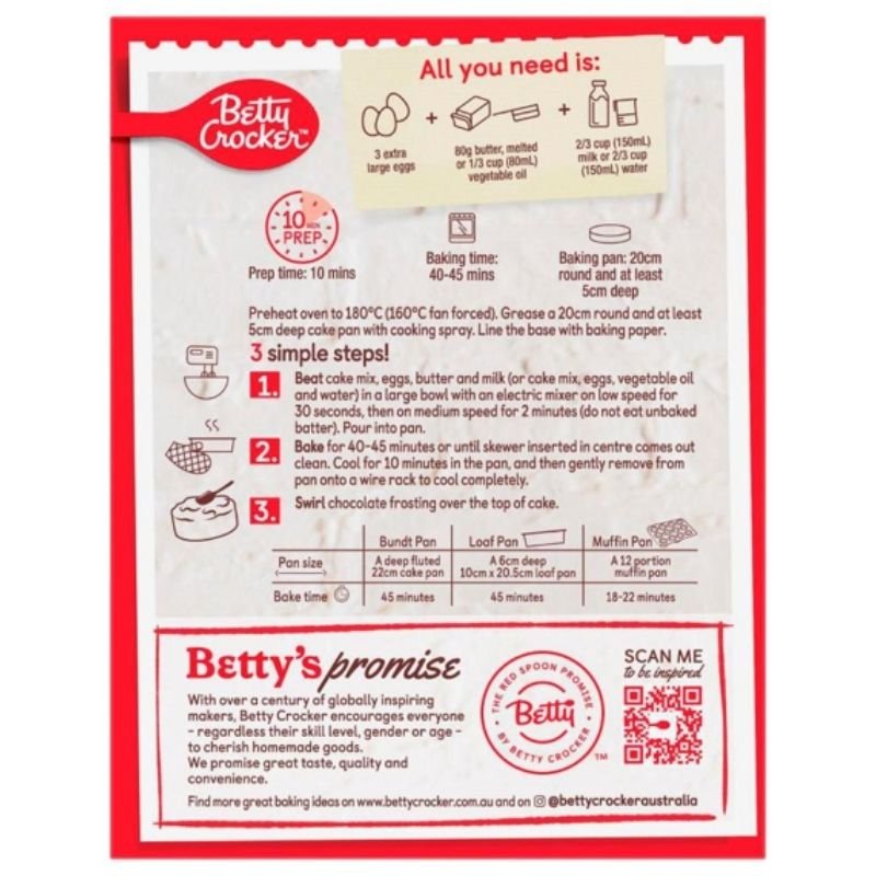 Betty Crocker Super Moist Chocolate Fudge Cake Mix 450g