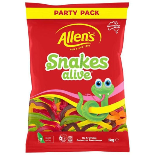 [Expiry Date: 28/02/2027] Allen's Snakes Alive Lollies Party Pack 1kg