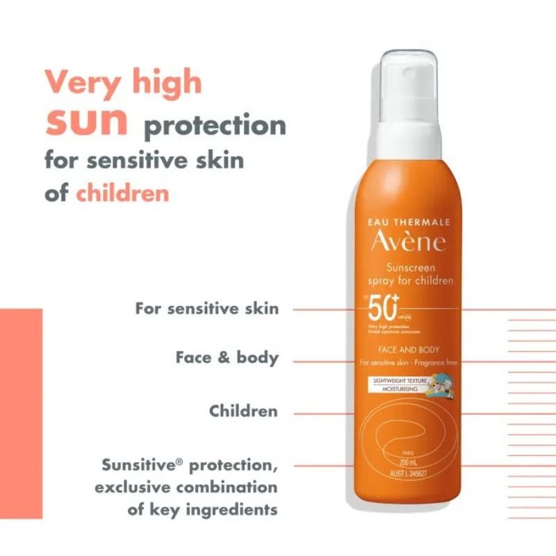 [Expiry: 08/2025] Avène Sunscreen SPF 50+ Face & Body For Children Spray 200mL