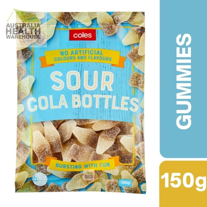 [Expiry Date: 05/03/2027] Coles Sour Cola Bottles Lollies 150g