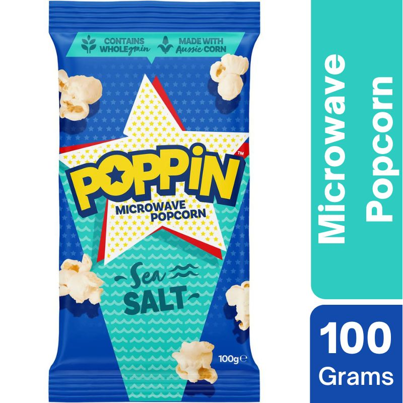 [Expiry Date: 02/02/2027] Poppin Microwave Popcorn Sea Salt Flavour 100g