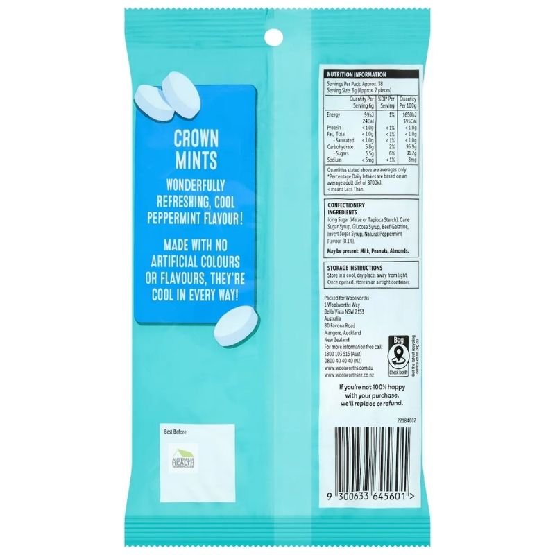 Woolworths Crown Mints 225g