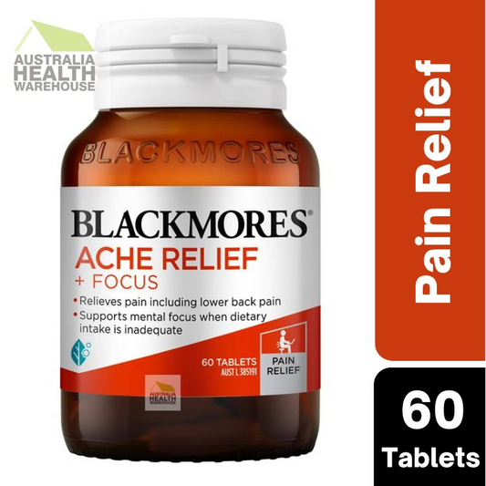 [CLEARANCE Expiry: 24/01/2025] Blackmores Ache Relief + Focus 60 Tablets