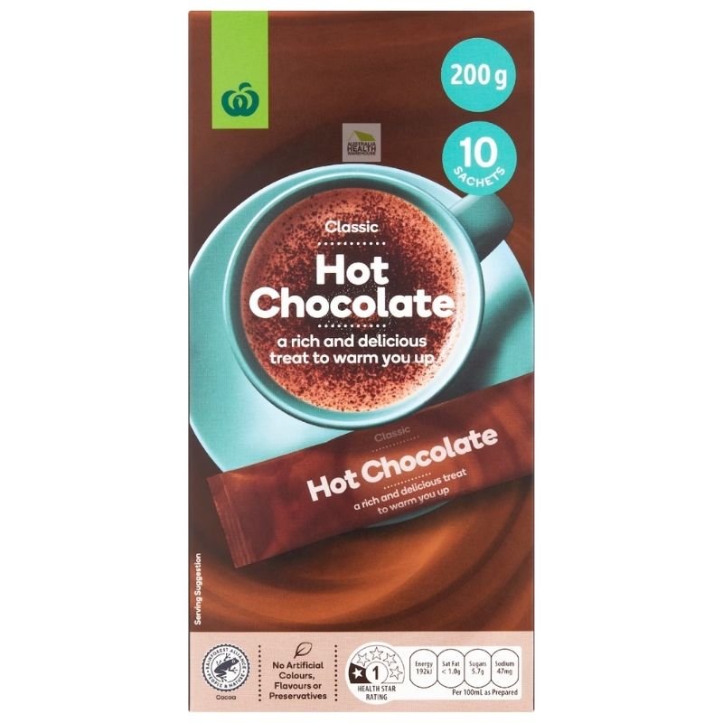 [Expiry Date: 17/03/2027]  Woolworths Hot Chocolate 10 Pack