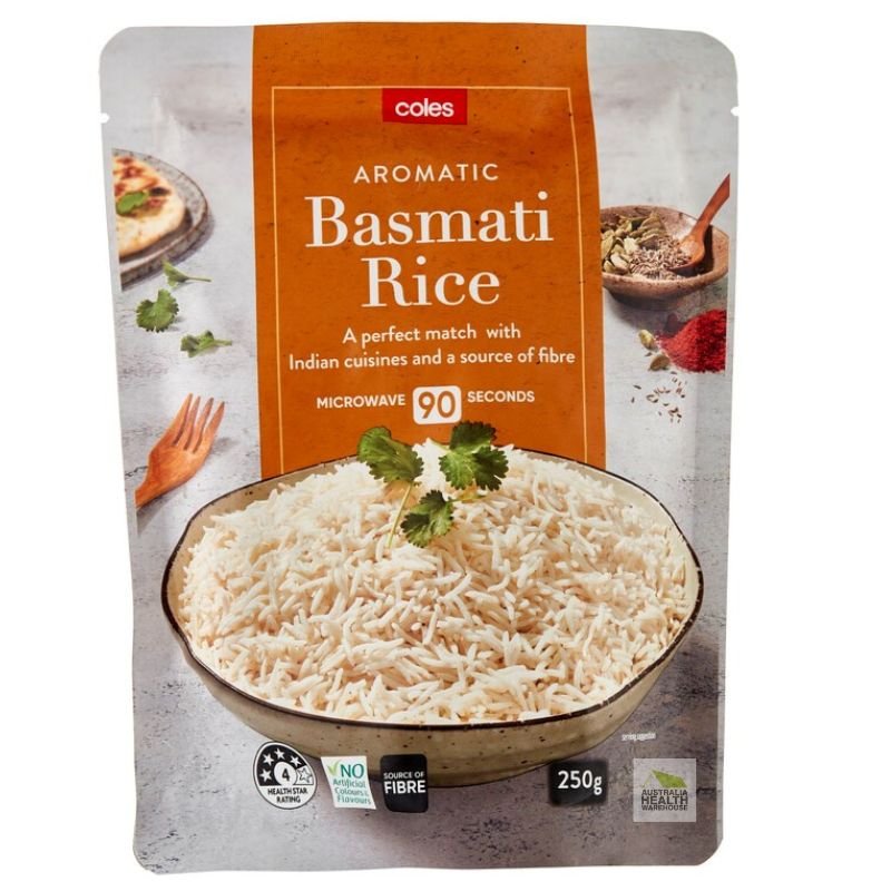 [CLEARANCE Expiry Date: 14/07/2026] Coles Aromatic Basmati Microwave Rice 250g