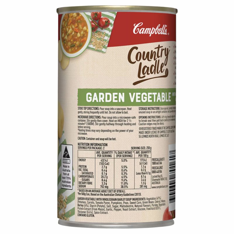 [Expiry Date: 14/04/2028] Campbell's Country Ladle Soup Can Garden Vegetable 500g