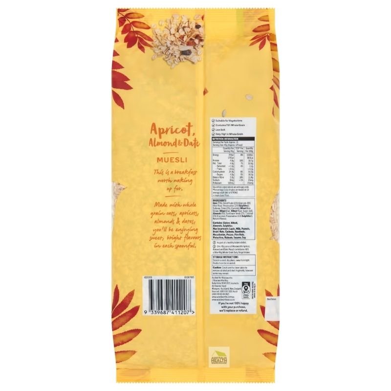 [Expiry: 21/01/2027] Woolworths Apricot, Almond & Date Muesli 750g