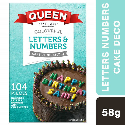 [Expiry Date: 10/2026] Queen Colourful Letters & Numbers Cake Decoration 104 Pieces
