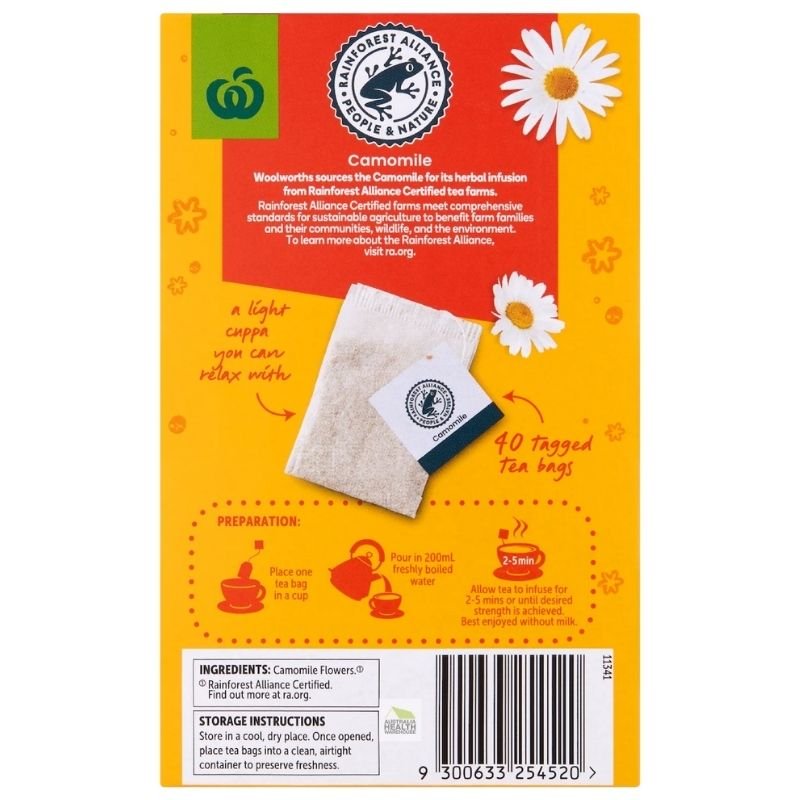 [Expiry Date: 20/11/2027] Woolworths Camomile Herbal Infusion Tea 40 Pack 60g|Oz Mart