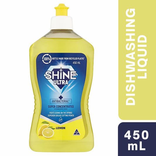 Shine Ultra Dishwashing Liquid Concentrate Antibacterial Lemon 450mL