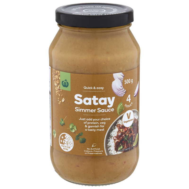 [Expiry Date: 22/01/2027] Woolworths Satay Simmer Sauce 500g