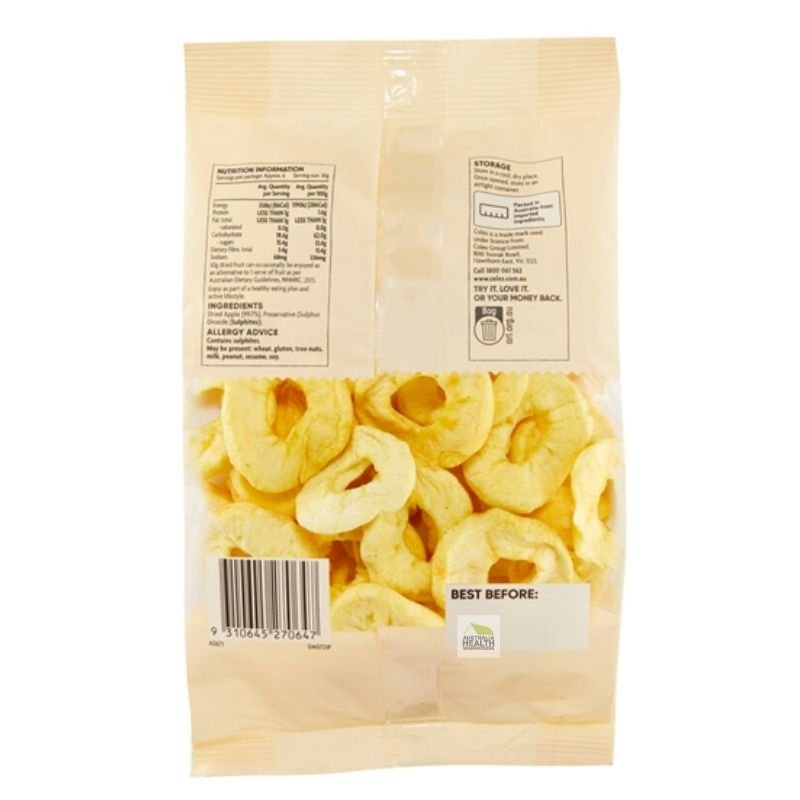 Coles Dried Apple Slices 200g
