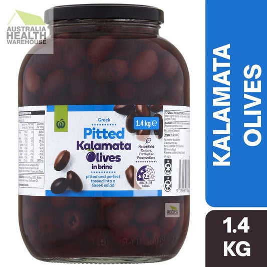 [Expiry Date: 20/12/2026]  Woolworths Pitted Kalamata Olives in Brine 1.4kg