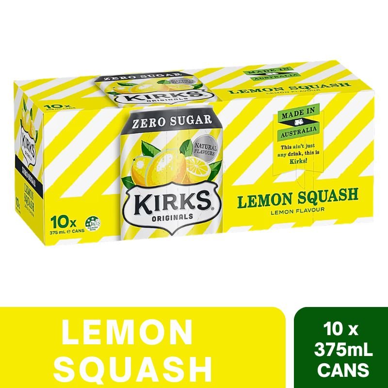 [CLEARANCE Expiry Date: 20/05/2026] Kirks Sugar Free Lemon Soft Drink 10x375ml