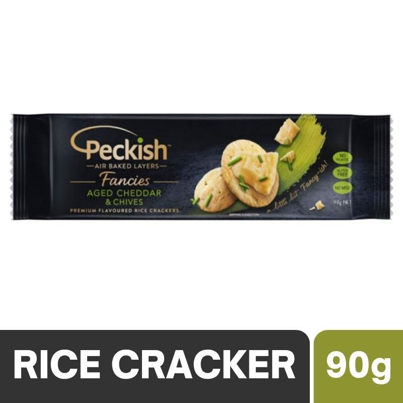 Peckish Fancies Aged Cheese & Chives Rice Crackers 90g