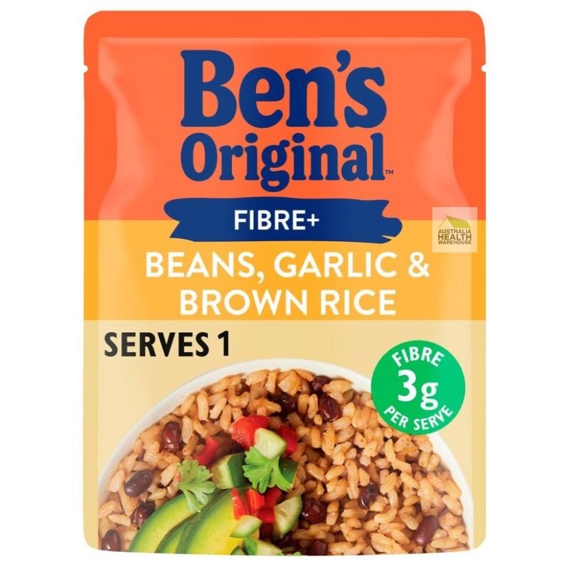 [CLEARANCE Expiry: 17/03/2025] Ben's Original Fibre+ Beans, Garlic & Brown Microwave Rice Pouch 180g