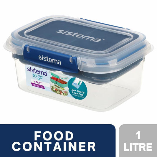 Sistema To Go Rectangle Stax Food Container 1 Litre (Blue)