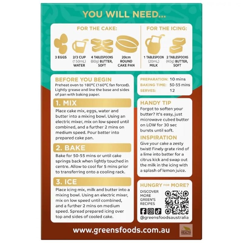 Green's Deluxe Orange & Poppyseed Cake Mix 580g