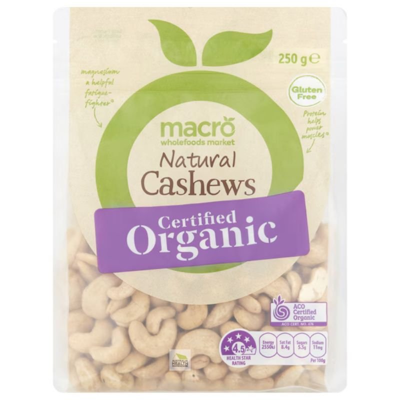 [CLEARANCE Expiry: 10/05/2026] Woolworths Macro Organic Natural Cashews 250g