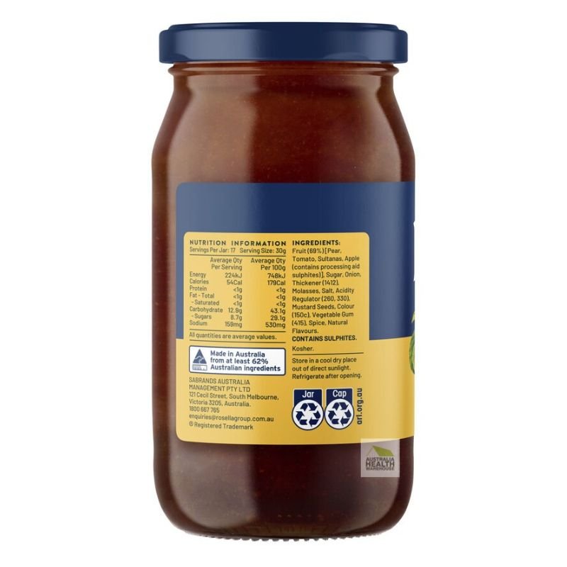 [Expiry Date: 16/07/2027] Rosella Fruit Chutney 525g