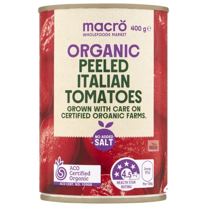 Woolworths Macro Organic Peeled Italian Tomatoes 400g