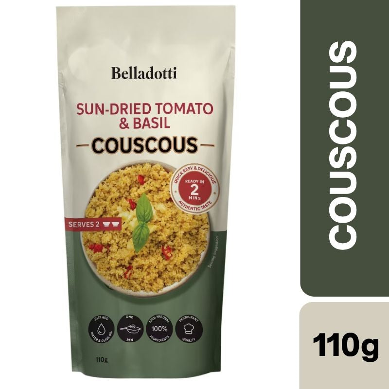 [Expiry Date: 01/12/2026] Belladotti Sun-Dried Tomato & Basil CousCous 110g