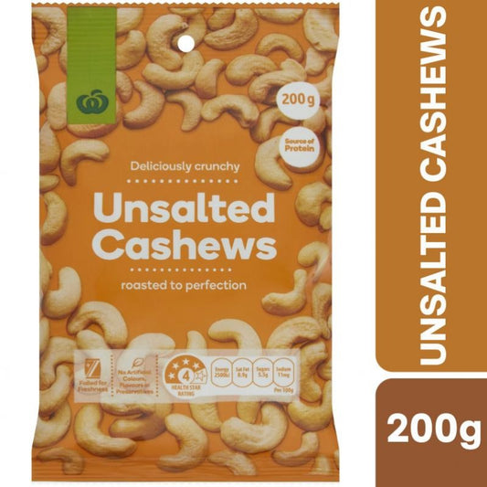 [CLEARANCE Expiry Date: 24/06/2026]  Woolworths Unsalted Cashews 200g