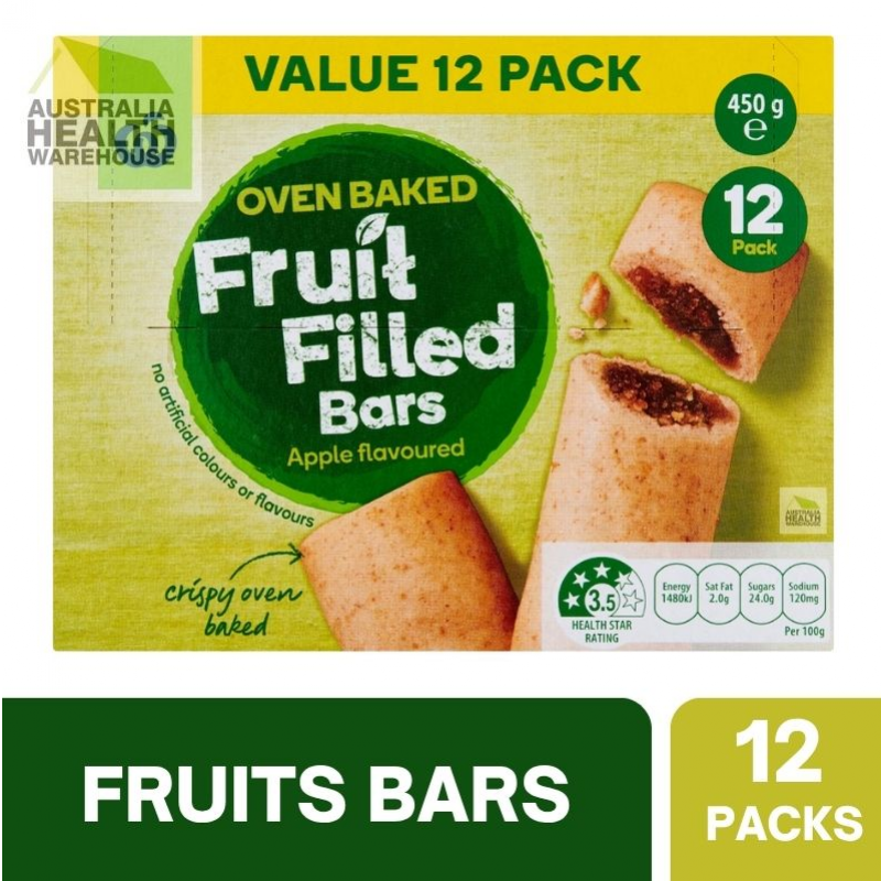 Woolworths Oven Baked Fruit Filled Bars Apple Flavoured 12 Pack